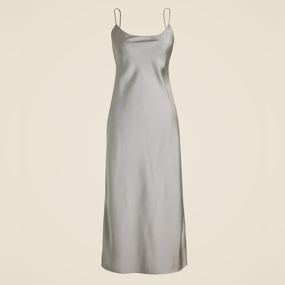 J. Crew Gwyneth slip dress in luster charmeuse size 0 vintage dove grey NWT
